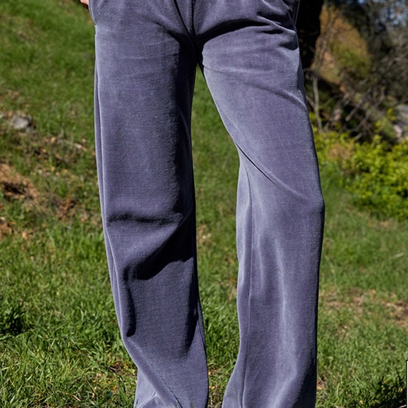 John Galt Blue & Silver Velour Anastasia Sweatpants - Picture 3 of 3